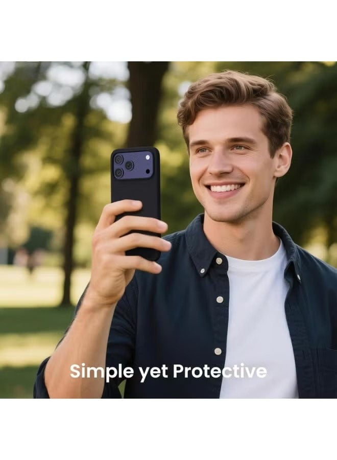 متوافق مع هاتف iPhone 17 Pro Max، جراب رفيع من السيليكون السائل، 4 طبقات من المطاط الهلامي الناعم، جراب حماية للهاتف مقاوم للصدمات مع بطانة من الألياف الدقيقة المضادة للخدش (أزرق منتصف الليل) - Image 4